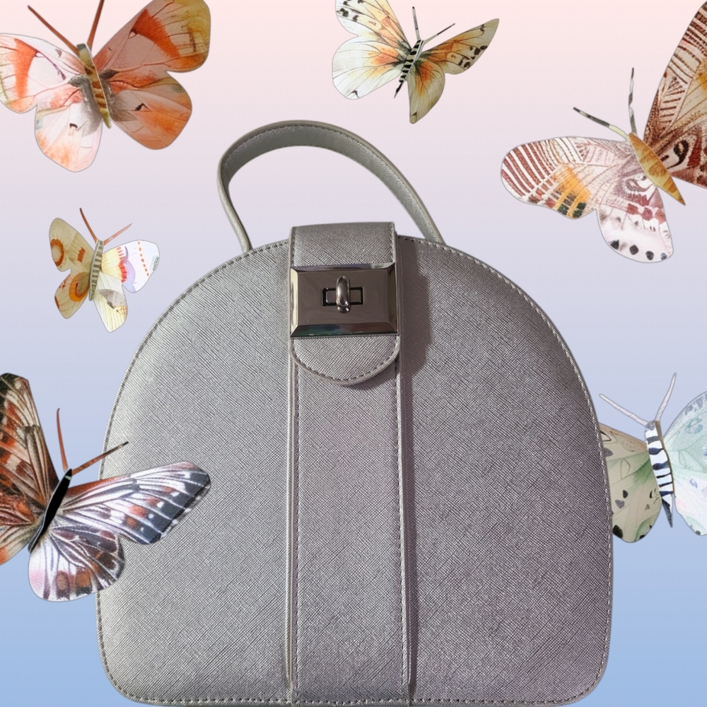 Snob Essentials Vintage Round Treasure Crossbody Silver Handbag
